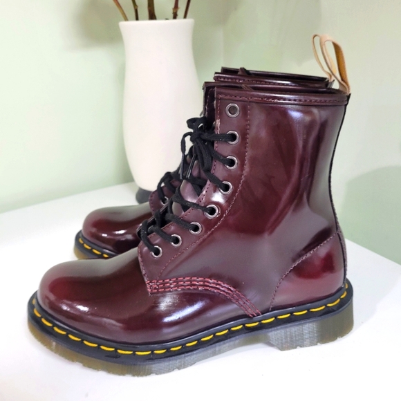 NWT Dr. Martens 1460 Lace Up Vegan 7 Cherry Red Combat Boots - Picture 5 of 12